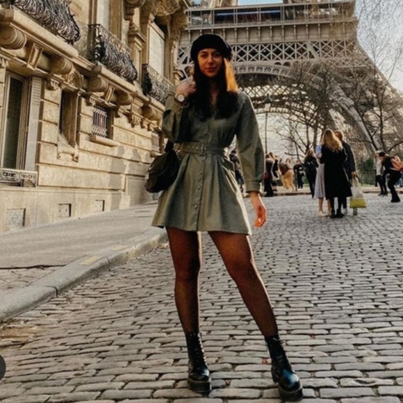 “L” Zara Light Khaki Faux Leather Dress NWT - Picture 8 of 16